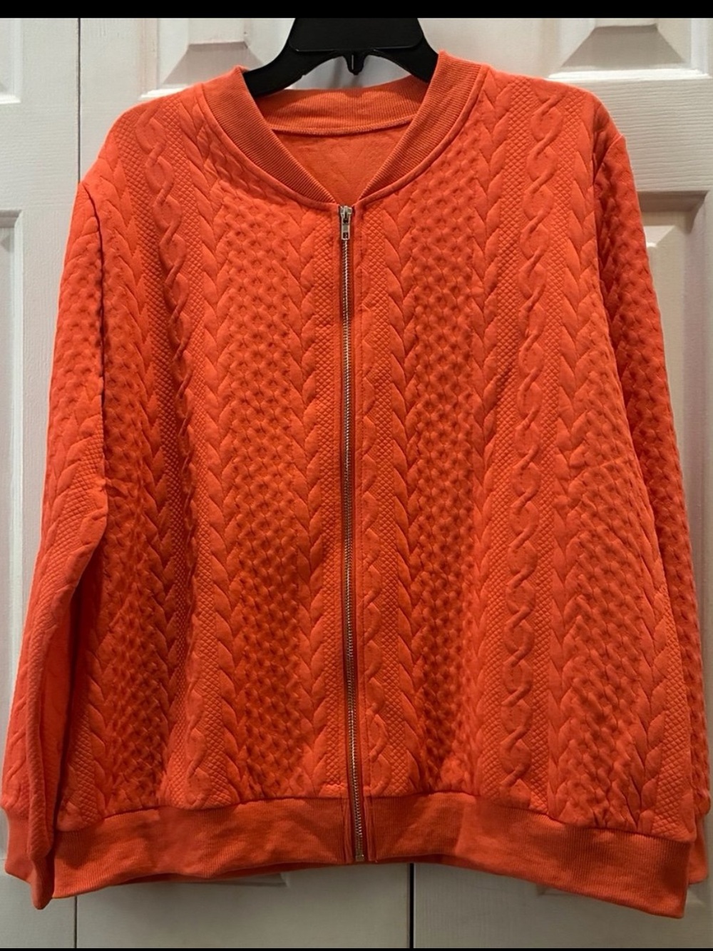 New! Women Orange Color Casual Bomber Sweater. Zippered Closer. Long Sleeve. (XL